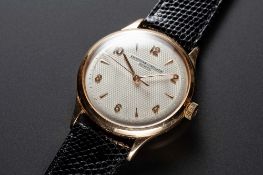A RARE GENTLEMAN'S 18K SOLID ROSE GOLD VACHERON & CONSTANTIN CENTRE SECONDS WRIST WATCH CIRCA 1950s,