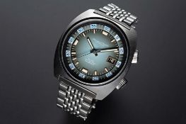 A RARE GENTLEMAN'S STAINLESS STEEL IWC AQUATIMER 30ATM AUTOMATIC DIVERS BRACELET WATCH CIRCA 1970,