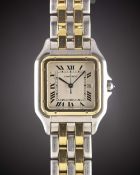 A GENTLEMAN'S STEEL & GOLD CARTIER PANTHERE 