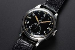 A RARE GENTLEMAN'S STAINLESS STEEL BRITISH MILITARY IWC MARK 10 W.W.W. WRIST WATCH CIRCA 1940s, PART