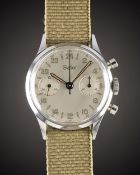 A GENTLEMAN'S GALLET 24 HOUR CHRONOGRAPH WRIST WATCH CIRCA 1960s Movement: 17J, manual wind, Valjoux