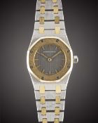 A LADIES STEEL & GOLD AUDEMARS PIGUET ROYAL OAK BRACELET WATCH CIRCA 1990s, WITH GREY 
