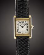 A GENTLEMAN'S SIZE 18K SOLID GOLD CARTIER PARIS TANK NORMALE WRIST WATCH CIRCA 1980s Movement: