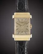 A GENTLEMAN'S 18K SOLID YELLOW GOLD PATEK PHILIPPE RECTANGULAR 