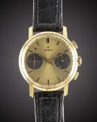 A GENTLEMAN'S 18K SOLID GOLD ZENITH CHRONOGRAPH WRIST WATCH CIRCA 1960s, WITH 