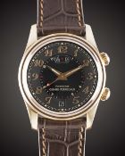 A GENTLEMAN'S 18K SOLID ROSE GOLD GIRARD PERREGAUX TRAVELLER II GMT ALARM WRIST WATCH CIRCA 2000s,