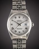 A GENTLEMAN'S STAINLESS STEEL ROLEX OYSTER PERPETUAL DATEJUST BRACELET WATCH CIRCA 1984, REF.