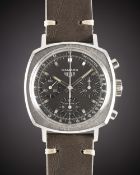 A RARE GENTLEMAN'S STAINLESS STEEL HEUER CAMARO CHRONOGRAPH WRIST WATCH CIRCA 1960s, REF. 7220NT