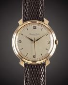 A GENTLEMAN'S LARGE SIZE 18K SOLID ROSE GOLD IWC WRIST WATCH CIRCA 1950s, WITH 