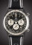 A VERY RARE GENTLEMAN'S BLACK COATED BREITLING NAVITIMER CHRONOGRAPH WRIST WATCH CIRCA 1970s, REF.
