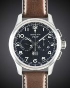 A GENTLEMAN'S STAINLESS STEEL ZENITH PILOT BIG DATE SPECIAL CHRONOGRAPH WRIST WATCH DATED 2014, REF.