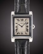 A GENTLEMAN'S 18K SOLID WHITE GOLD CARTIER TANK À VIS WRIST WATCH CIRCA 2000s, REF. 2609F COLLECTION