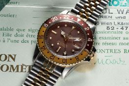 A RARE GENTLEMAN'S STEEL & GOLD ROLEX OYSTER PERPETUAL GMT MASTER 