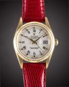 A GENTLEMAN'S SIZE 18K SOLID GOLD ROLEX OYSTER PERPETUAL DATE WRIST WATCH CIRCA 1988, REF. 15238