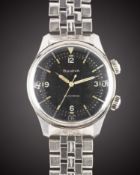 A RARE GENTLEMAN'S STAINLESS STEEL BULOVA SELFWINDING SUPER WATERPROOF BRACELET WATCH CIRCA 1960s,