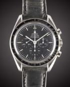 A GENTLEMAN'S STAINLESS STEEL OMEGA SPEEDMASTER PROFESSIONAL CHRONOGRAPH WRIST WATCH CIRCA 1988,