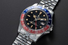 A RARE GENTLEMAN'S STAINLESS STEEL ROLEX OYSTER PERPETUAL GMT MASTER BRACELET WATCH CIRCA 1966, REF.