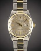 A GENTLEMAN'S STEEL & GOLD ROLEX OYSTER PERPETUAL DATEJUST BRACELET WATCH CIRCA 1968, REF. 1601