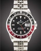 A GENTLEMAN'S STAINLESS STEEL ROLEX OYSTER PERPETUAL DATE GMT MASTER II 