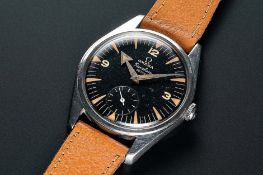 A RARE GENTLEMAN'S STAINLESS STEEL OMEGA RANCHERO WRIST WATCH CIRCA 1958, REF. 2990 1 WITH BLACK
