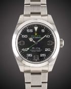 A GENTLEMAN'S STAINLESS STEEL ROLEX OYSTER PERPETUAL AIR KING BRACELET WATCH DATED 2018, REF. 116900