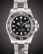 A GENTLEMAN'S STAINLESS STEEL ROLEX OYSTER PERPETUAL DATE GMT MASTER II BRACELET WATCH DATED 2013,