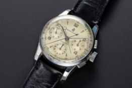 A VERY RARE GENTLEMAN'S STAINLESS STEEL BREITLING DUOGRAPH SPLIT SECONDS CHRONOGRAPH WRIST WATCH