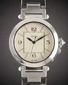 A GENTLEMAN'S LARGE SIZE STAINLESS STEEL CARTIER PASHA XL 