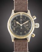 A GENTLEMAN'S GERMAN MILITARY TUTIMA GLASHUTTE LUFTWAFFE PILOTS FLYBACK CHRONOGRAPH WRIST WATCH