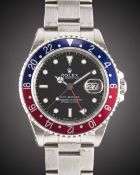 A GENTLEMAN'S STAINLESS STEEL ROLEX OYSTER PERPETUAL DATE GMT MASTER 