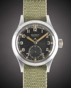 A GENTLEMAN'S BRITISH MILITARY BUREN GRAND PRIX W.W.W. WRIST WATCH CIRCA 1945, PART OF THE 