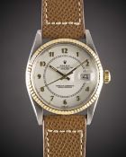 A GENTLEMAN'S STEEL & GOLD ROLEX OYSTER PERPETUAL DATEJUST WRIST WATCH CIRCA 1984, REF. 16013 WITH