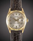 A GENTLEMAN'S 18K SOLID GOLD ROLEX OYSTER PERPETUAL DATEJUST WRIST WATCH CIRCA 1967, REF. 1601