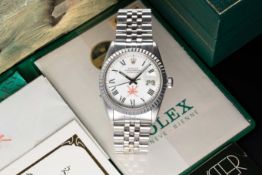 A VERY RARE GENTLEMAN'S STAINLESS STEEL ROLEX OYSTER PERPETUAL DATEJUST BRACELET WATCH CIRCA 1980,