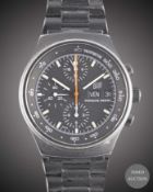 A GENTLEMAN'S BLACK COATED STAINLESS STEEL ORFINA PORSCHE DESIGN CHRONOGRAPH BRACELET WATCH CIRCA