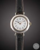 A LADIES SOLID SILVER PATEK PHILIPPE WRIST WATCH CIRCA 1918, WITH ORIGINAL PORCELAIN DIAL