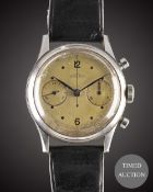 A GENTLEMAN'S LARGE SIZE STAINLESS STEEL ANGELUS HERMETIQUE CHRONOGRAPH WRIST WATCH CIRCA 1940s