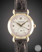 A GENTLEMAN'S LARGE SIZE 18K SOLID ROSE GOLD JAEGER LECOULTRE TRIPLE CALENDAR WRIST WATCH CIRCA