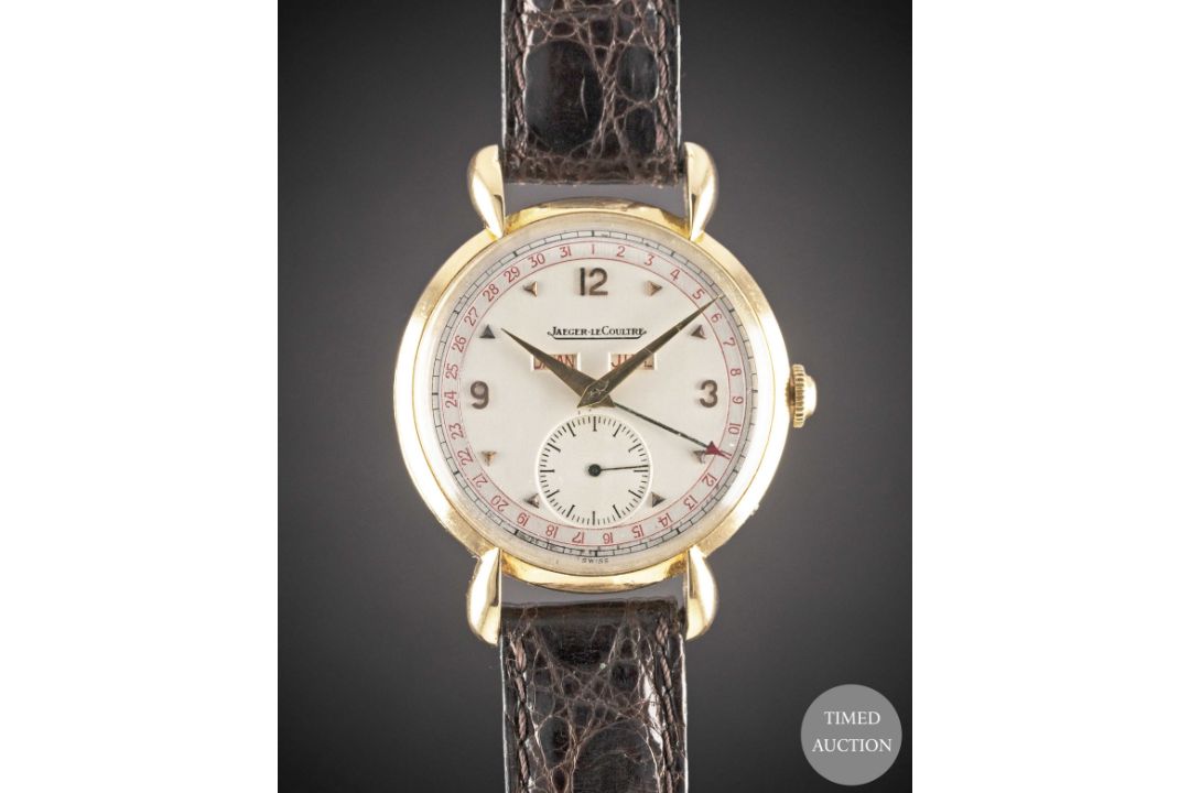 A GENTLEMAN'S LARGE SIZE 18K SOLID ROSE GOLD JAEGER LECOULTRE TRIPLE CALENDAR WRIST WATCH CIRCA - Image 1 of 7