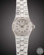 A LADIES STAINLESS STEEL & DIAMOND VACHERON CONSTANTIN OVERSEAS BARCELET WATCH CIRCA 1999, REF.