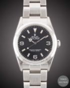 A GENTLEMAN'S STAINLESS STEEL ROLEX OYSTER PERPETUAL EXPLORER BRACELET WATCH CIRCA 2007, REF. 114270