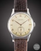 A GENTLEMAN'S LARGE SIZE STAINLESS STEEL LONGINES WRIST WATCH CIRCA 1948, REF. 23770 WITH 