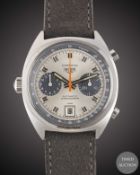 A GENTLEMAN'S STAINLESS STEEL HEUER CARRERA AUTOMATIC CHRONOGRAPH WRIST WATCH CIRCA 1970s, REF. 1153