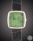 AN 18K SOLID WHITE GOLD AUDEMARS PIGUET WRIST WATCH CIRCA 1970s, WITH GREEN MALACHITE DIAL Movement: