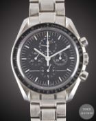 A GENTLEMAN'S STAINLESS STEEL OMEGA SPEEDMASTER PROFESSIONAL MOONPHASE CHRONOGRAPH BRACELET WATCH