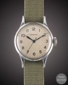 A GENTLEMAN'S BRITISH MILITARY LONGINES RAF PILOTS WRIST WATCH CIRCA 1940, WITH WHITE MOD DIAL