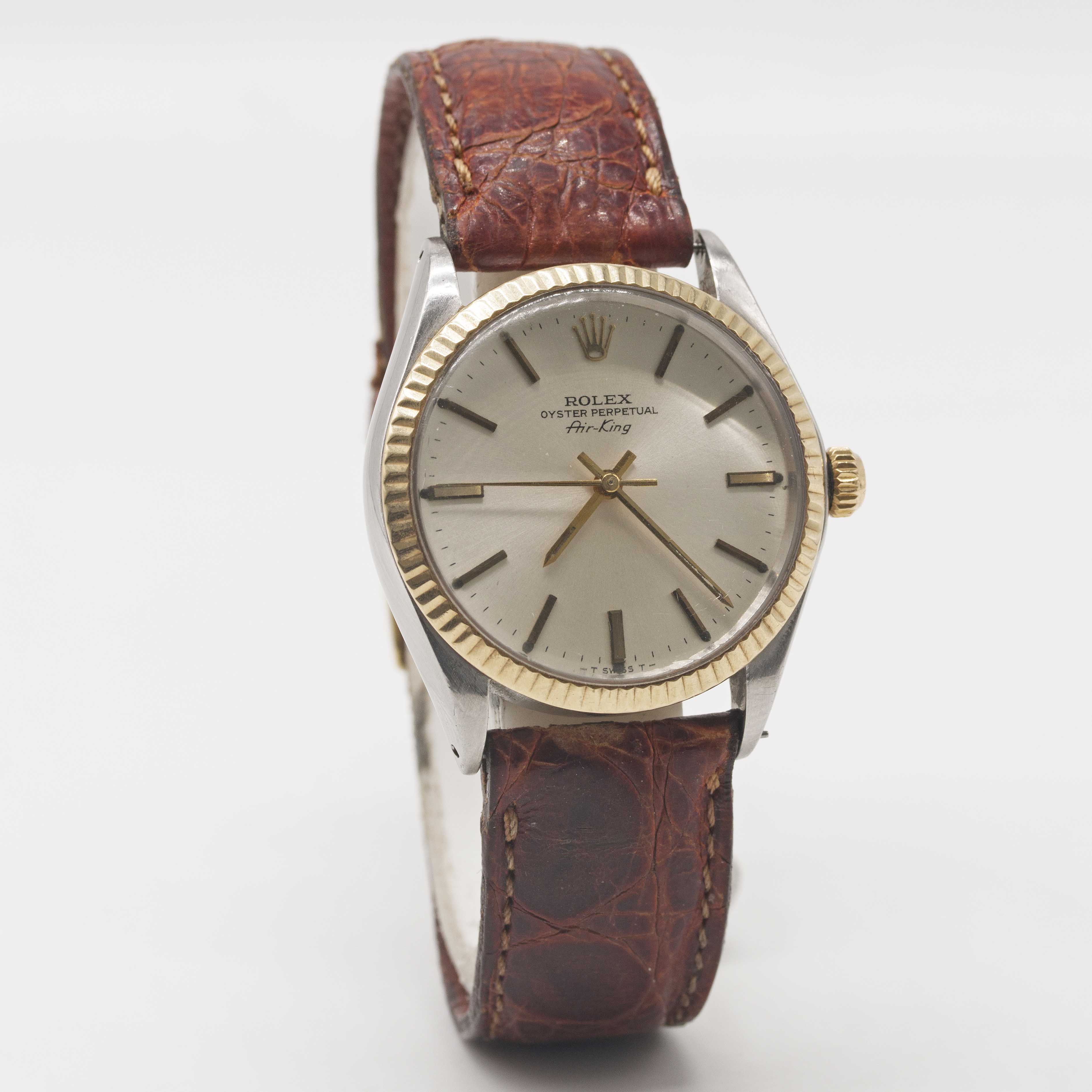 A GENTLEMAN'S STEEL & GOLD ROLEX OYSTER PERPETUAL AIR KING WRIST WATCH CIRCA 1973, REF. 5501 - Image 4 of 6