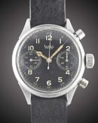 A GENTLEMAN'S GERMAN MILITARY HANHART LUFTWAFFE PILOTS FLYBACK CHRONOGRAPH WRIST WATCH CIRCA 1940s