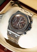 A RARE GENTLEMAN'S STAINLESS STEEL AUDEMARS PIGUET ROYAL OAK OFFSHORE CHRONOGRAPH BRACELET WATCH
