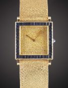 A FINE 18K SOLID YELLOW GOLD & SAPPHIRE BOUCHERON BRACELET WATCH CIRCA 1970s, REF. 2443  Movement: